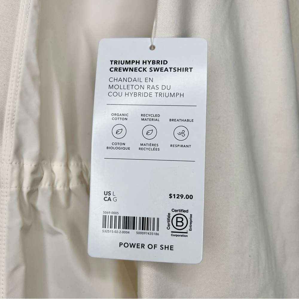 Athleta Ivory Magnolia White Triumph Hybrid Crewneck Sweatshirt Sz L NWT - Picture 9 of 16